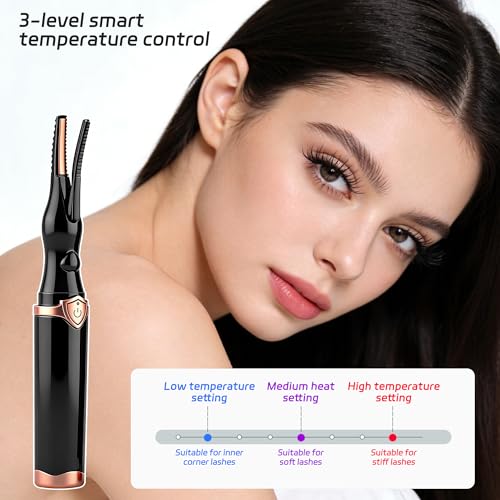 Recourbe-cils électrique chauffant rechargeable USB noir avec 3 modes de température
