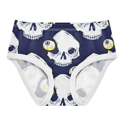 Cartoon Skulls Eyeballs Navy Blue Toddler Girls Underwear 2t Cotton Girl Panties Cute Personalized Kids Undies Briefs