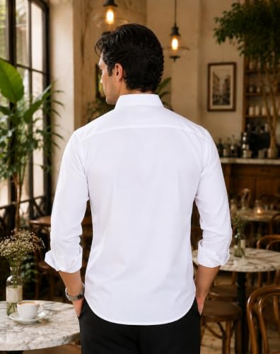 Image of Majestic Man Men's Solid Pure Cotton Casual Shirt - Slim Fit | Full Sleeves | Soft & Breathable Fabric
