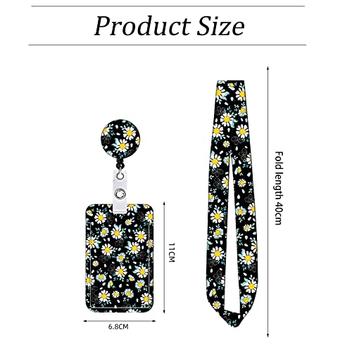 KHDULQ Badge Holder Funky Lanyard with Card for Kids Phone, ID, and Office Use (Blue Daisy Necklace, ID Holder) - Image 2