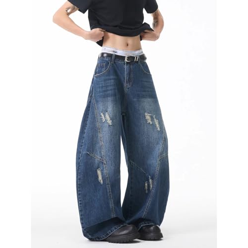 Men's Baggy Jeans Camouflage Barrel Leg Denim Cargo Pants Casual Loose Wide Leg Skater Denim Pants with Big Pockets3