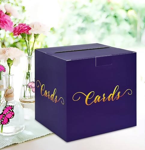 Image of HEIPINIUYE Purple Card Box for Party Gift Card Box Holder Envelope Box for Graduation Wedding Birthday Baby Shower Party Raffle Box