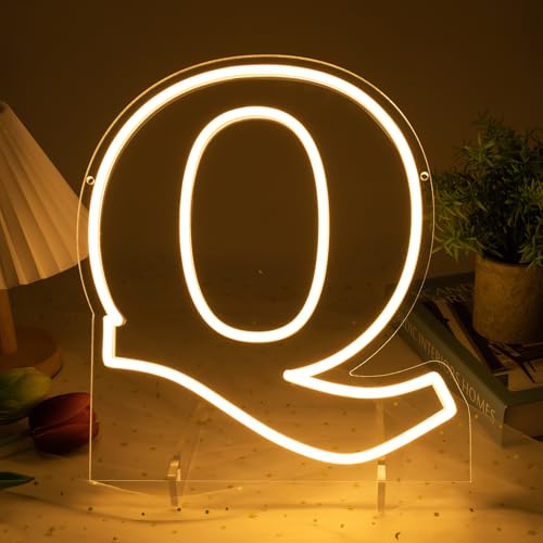 Image of Light Up Letters Q, Led Marquee Letter Lights Neon Sign, 13.9 inch Height Decorative Lighted Alphabet Number, Battery /USB Powered Led Letters Lights for Wedding, Birthday, Party, Christmas or Home Decor