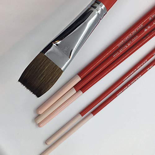 Xdt 747 Bright Style Paint Brush Artist Painting Brushes Set 6 Piece Mixed Red Sable Weasel Hair #1 #2 #3 #4 #6 #12, Canvas Painting Acrylic Paint Oil Paint Extra Long Handle Brushes #TOP3