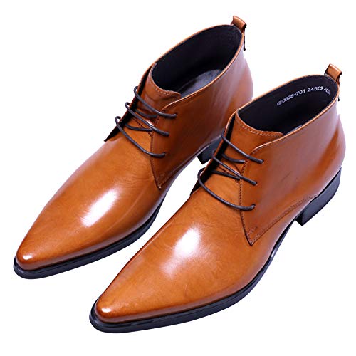 Santimon Men's Lace Up Classic Oxford Pointed Toe Dress Ankle Chukka Boots