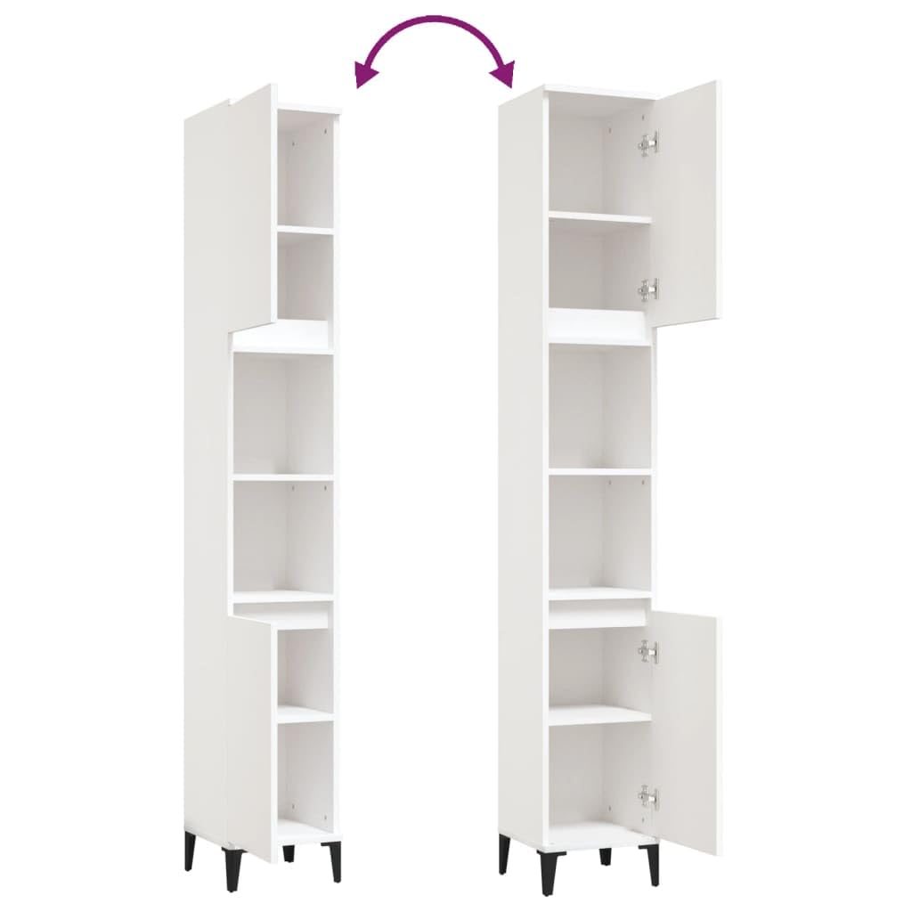 vidaXL Armario de baño Madera contrachapada Blanco 30x30x190 cm