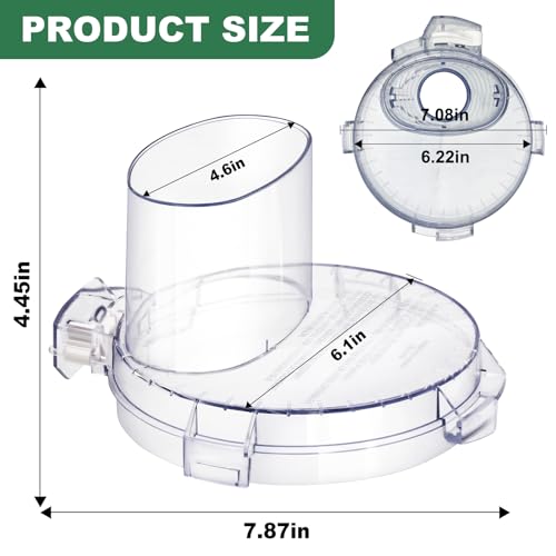 4 Locking Tabs DLC-117BGTXT-1 Food Processor Work Bowl Cover 7-Cup Compatible with Cuisinart DLC-10 Series, Fits Work Bowl FP-631AGTXT-1 Top with 4 Tabs by IHOUMEX - Image 5