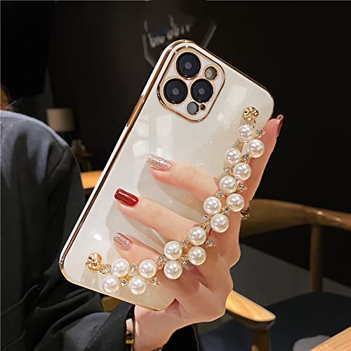 Coque silicone iPhone 12 Pro antichoc avec bracelet perles anti-chute