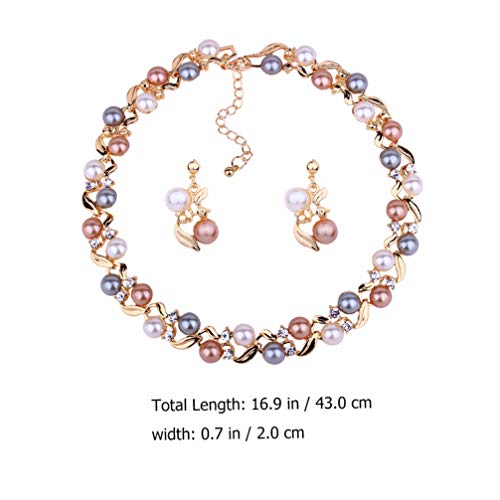 SOIMISS Colar de Pérolas Brincos Set Moda Pescoço Cadeia Ear Drops Liga Pendente Do Encanto Da Jóia