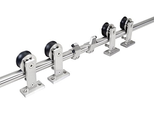 10FT Modern Satin Stainless Steel Double Sliding Barn Wooden Door Hardware Set