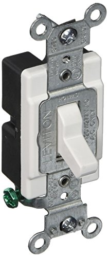 Leviton 5501-LHW 15 Amp, 120 Volt, Toggle Lighted Handle, Illuminated Off Single-Pole AC Quiet Switch, Commercial Grade, Grounding, White