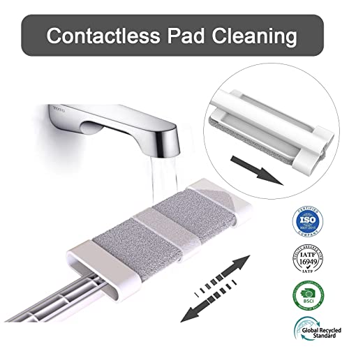 Portable Mop, Ehomgui Hand Mop 6 In 1 Microfiber Self Squeeze Mop For Furniture Blind Bathroom Car Small Multipurpose Household Wet&Dry Used Mini Mop 2 Pack With 4 Replacement Cleaner Pads #TOP1