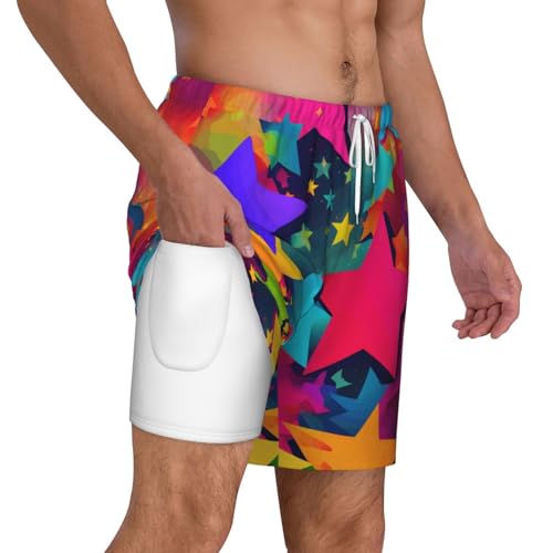 Traje de baño para hombre de secado rápido con estrellas arcoíris 6