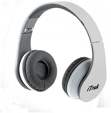 Wireless Bluetooth Headphone; Over Ear; Foldable; Noise Canceling; Audio Streaming & Call Microphone for Online Class, Home Office + USB Charging & Aux in Cable iTrak BTH024WMO (White)