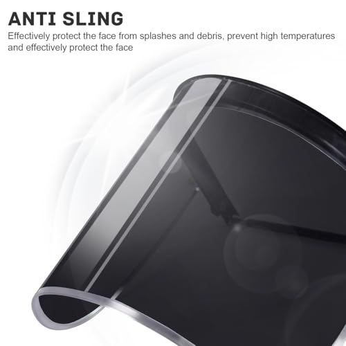 HWTONG 2 Stück Gesichtsschutz Ersatzlinse, 39 × 20 cm PVC + Aluminiumkante Getönt Ersatz Face Shield, Schutzschild für Schleifen-, Schweißen-, Schmieden- und Schneidarbeiten (Schwarz)