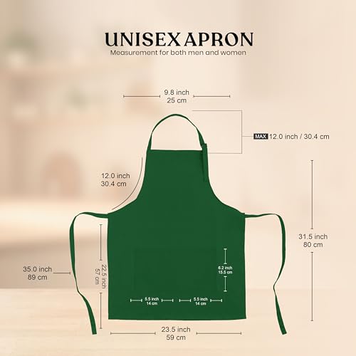 Image of CRASOME Kitchen Apron for Men & Women | Unisex Cooking Apron with 2 Front Pockets and Adjustable Straps | Apron for Chef, Hotel, Cafe, Restaurant, Gardening, Workshop