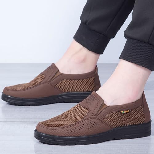 Men's Platform Non Slip Hollow Out Mesh Loafers Leisure Fashion Round Closed Toe Slip On Walking Sneakers Summer Breathable Work Driving dad Shoes3
