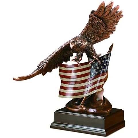 Treasure of Nature Soaring Glory Eagle with American Flag Bronze Finish Sculpture with Base, 14 x 11 x 16 inch Cover
