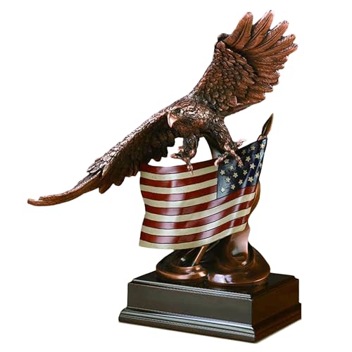 Treasure of Nature Soaring Glory Eagle with American Flag Bronze