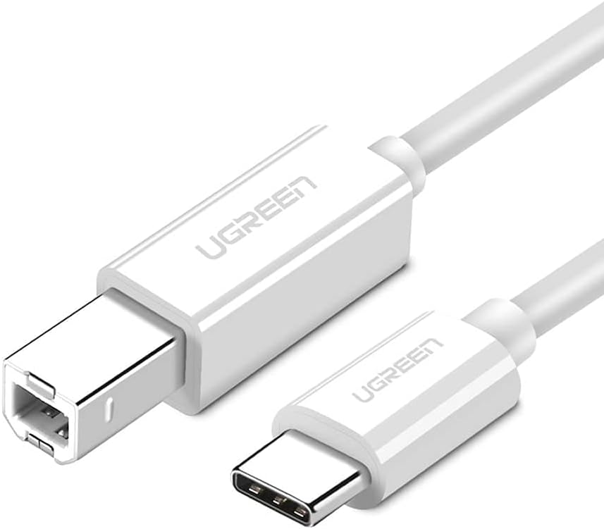 Ugreen Type-C USB B Yazıcı Kablosu, 1.5 Metre, Beyaz