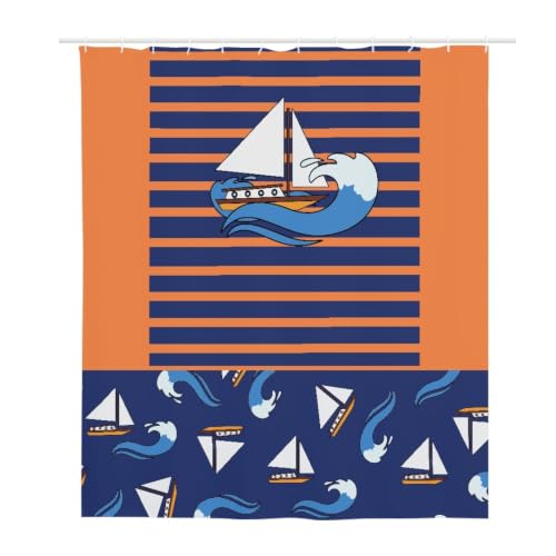 Rideau de douche 180x220 cm en polyester lavable motifs voiles - 3