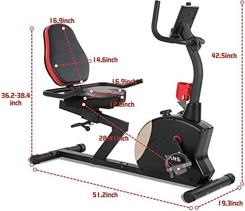 Vanswe Recumbent Exercise Bike For Adults Seniors Home Cardio Workout And Physical Therapy With 400 Lbs. Capacity, Magnetic Tension, Water Bottle Holder, Pulse Monitor And Bluetooth Connectivity App #TOP6