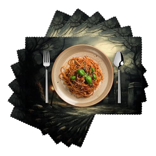 Set de table Halloween lot de 6 pièces lavable résistant chaleur 30x45cm
