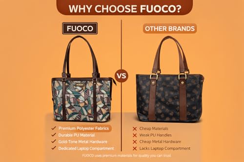 Image of FUOCO Purse for Women Handbag| Office Shoulder Laptop Bag, College & Shopping | Stylish PU Vegan Leather Sling with Zipper | Big Side Bag | Everyday Travel Tote Party Purse
