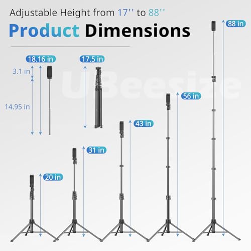 UBeesize 88’’ Flexible Phone Tripod with 14.95’’ Gooseneck, Remote and Phone Holder, Overhead Cell Phone Stand＆Selfie Stick for Video Recording, Compatible with iPhone Android Phone, Camera Black by UBeesize - Image 2