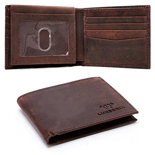 Luxeoria Full Grain Genuine Leather Wallet For Men, Handcrafted Travel Wallet, Mens Slim Leather Wallet, Rfid Wallet For Men - Card Holder | Bifold With 12 Card Slots #TOP29