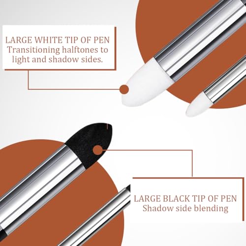 WUY Difuminadores de dibujo,Paquete de 2 pinceles de esponja de doble cara para difuminar, lavables, para borrar bocetos frotando, pinceles de dibujo de doble cara, negros - imagen 3