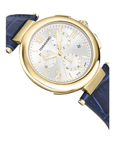Legacy Collection Luxury Womens Watch Timepieces with a Blue Strap Featuring a Gold Case and a Silver Dial3