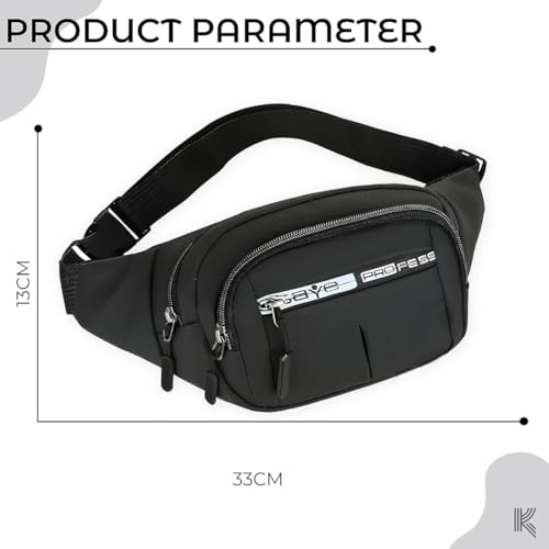 Image of Waist Bag for Man & Woman | Travel Handy Hiking Running Pouch with Zipper | Adjustable Strap Fanny Pack for Documents Money Card Phone Earphone | Lightweight Sport Belt Bag (Black)