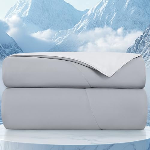 Topcee Cooling Comforter 60"x90"-Cooling Blanket Everlasting Cold Touch for Hot Sleepers-Q-max 0.35 Double-Sided Lightweight Design Summer Ice Blanket for Night Sweats-Grey Twin - Image 2