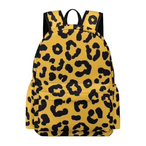 Casual Daypack Lightweight Travel Backpack Laptop Backpacks Hiking Backpack Fashion Computer Bag For Men & Women Animal Skin Cheetah Leopard Leather Print Yellow