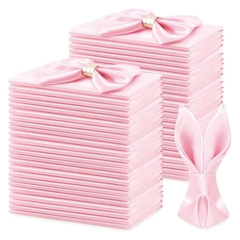 KKJIAF 50 Pack Light Pink Satin Napkins Cover