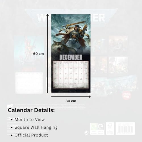 Warhammer Calendar 2026 Square Wall Calendar Gift Present with Free Organising Stickers Included - Image 3