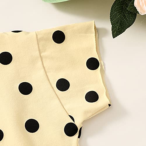 Kids Toddler Baby Girls Shorts Outfits Set Leopard Print Ruffle Dress T-Shirt Tops+Short Pants 2Pc Summer Clothes Set (Apricot Dots, 2-3Years) #TOP2