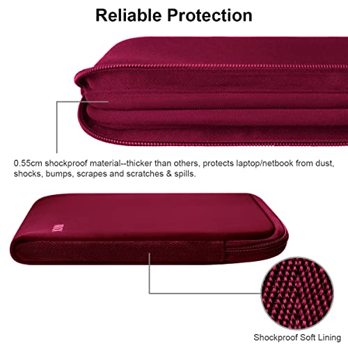 Image of Arvok 13 13.3 14 Inch Laptop Sleeve Case for MacBook Pro /MacBook Air 13-14 inch, Water-Resistant Notebook Chromebook Computer Pouch, Carrying Bag Cover for HP /Dell /Lenovo /Asus /Acer, Wine Red