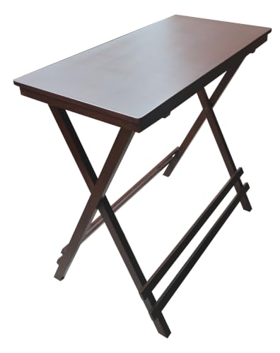 Image of fplus Teak Wood Folding Table, 32 x 16 x 30 Inches | Portable Foldable Table for Dining, Bedroom, Balcony & Indoor Use
