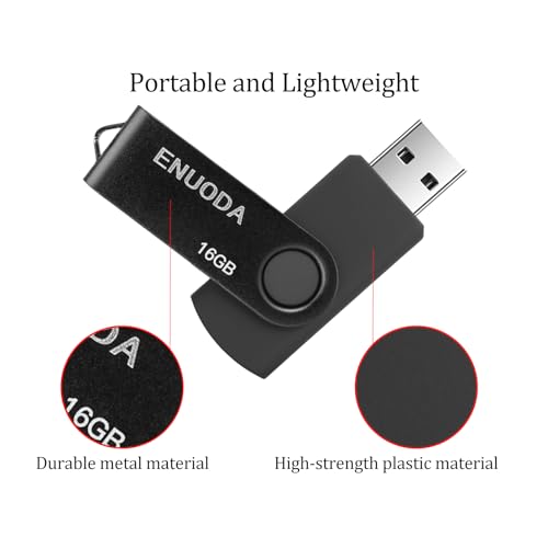 Image of 16GB Flash Drive ENUODA 1 Pack Thumb Drive 16GB USB 2.0 Memory Stick Jump Drive Pen Drive for File Storage and Data Transfer (Black)