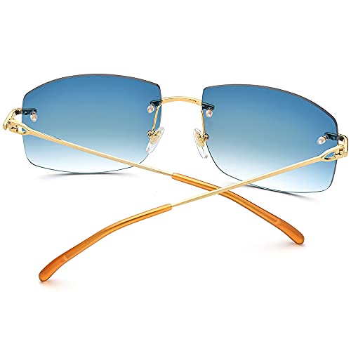 Image of HEPIDEM Rimless Rectangle UV400 Oversize Square Sunglasses for Men with Nylon Lens