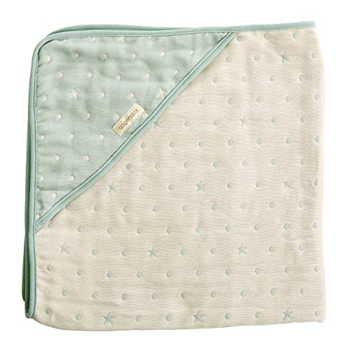 angerolux(アンジェロラックス)ベビー用バスタオル ベビーバスローブ 6重ガーゼ フード付き バスタオル 【日本製】ミントブルー