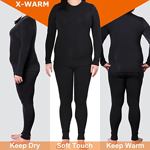 Image of Women Thermal Underwear Long Johns Set with Fleece Lined Ultra Soft Base Layer Cold Weather Top Bottom