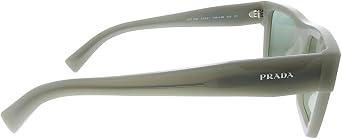 Prada PR 19WS TH904M Grey Plastic Rectangle Sunglasses Green Mirror Lens