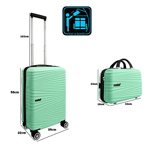 Conjunto Malas de Viagem 3 Peças Com Frasqueira Bordo Embarque Avião Rígida 4 Rodinhas Dupla 360° Ab
