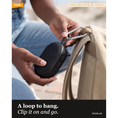Image of TREBLAB HD-Go - Ultra Portable Hand Held Speaker with Clip, 16H Playtime