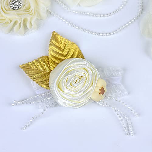 Ivory Handmade Maternity Flower Sash Belt with Badge Set Pregnant Women Waisband Belt Mom to Be Sash Photography4