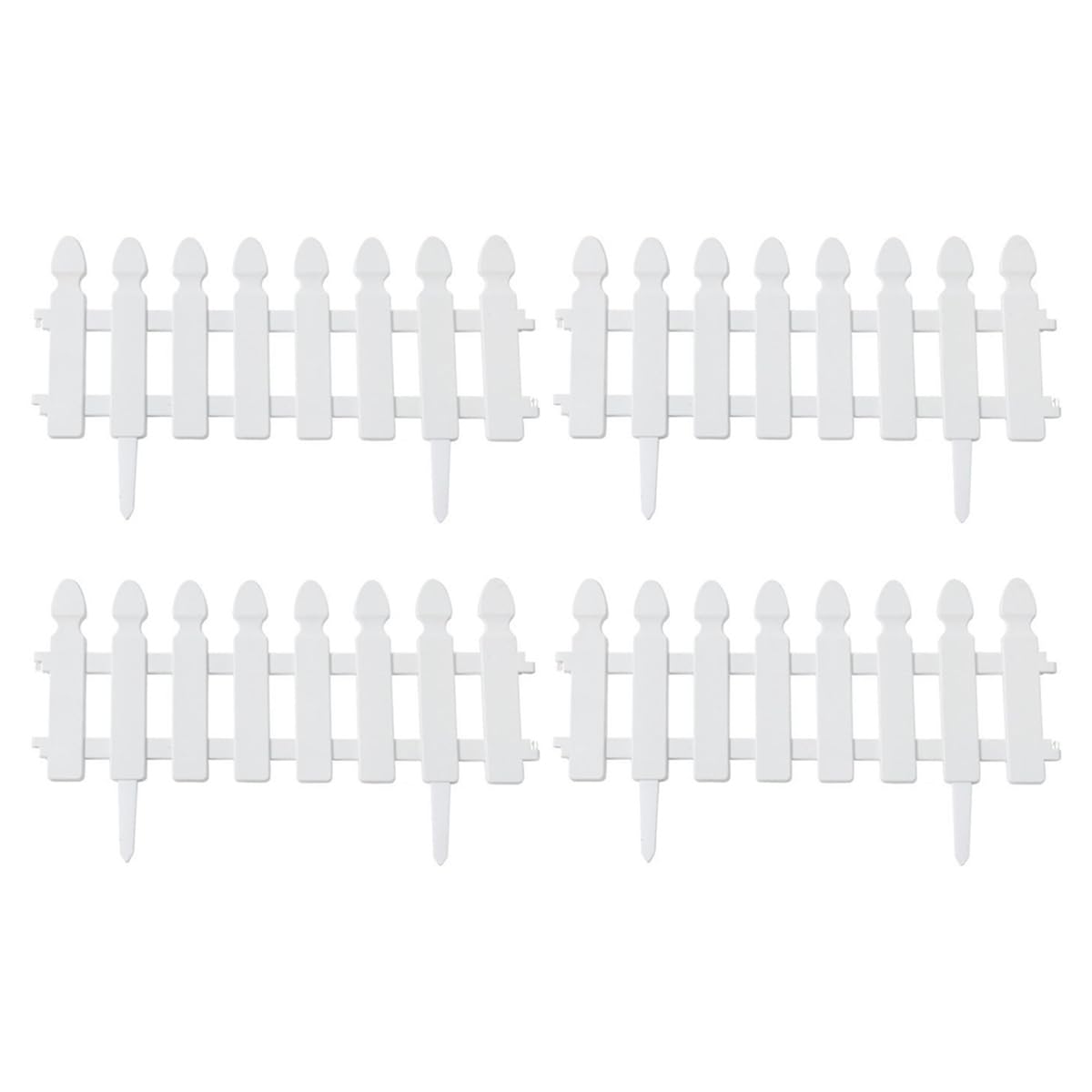 Akfldms Plastic Picket Garden Fence Path Border, Set of 4