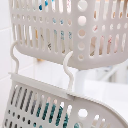 Cesta de plástico para almacenamiento rectangular calada para organizador baño 3